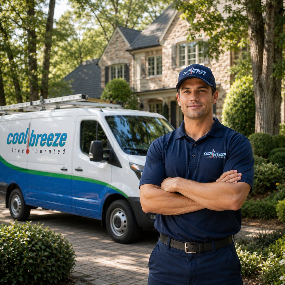 Cool Breeze HVAC technician ready for repair and maintenance service near Mountain Brook Alabama