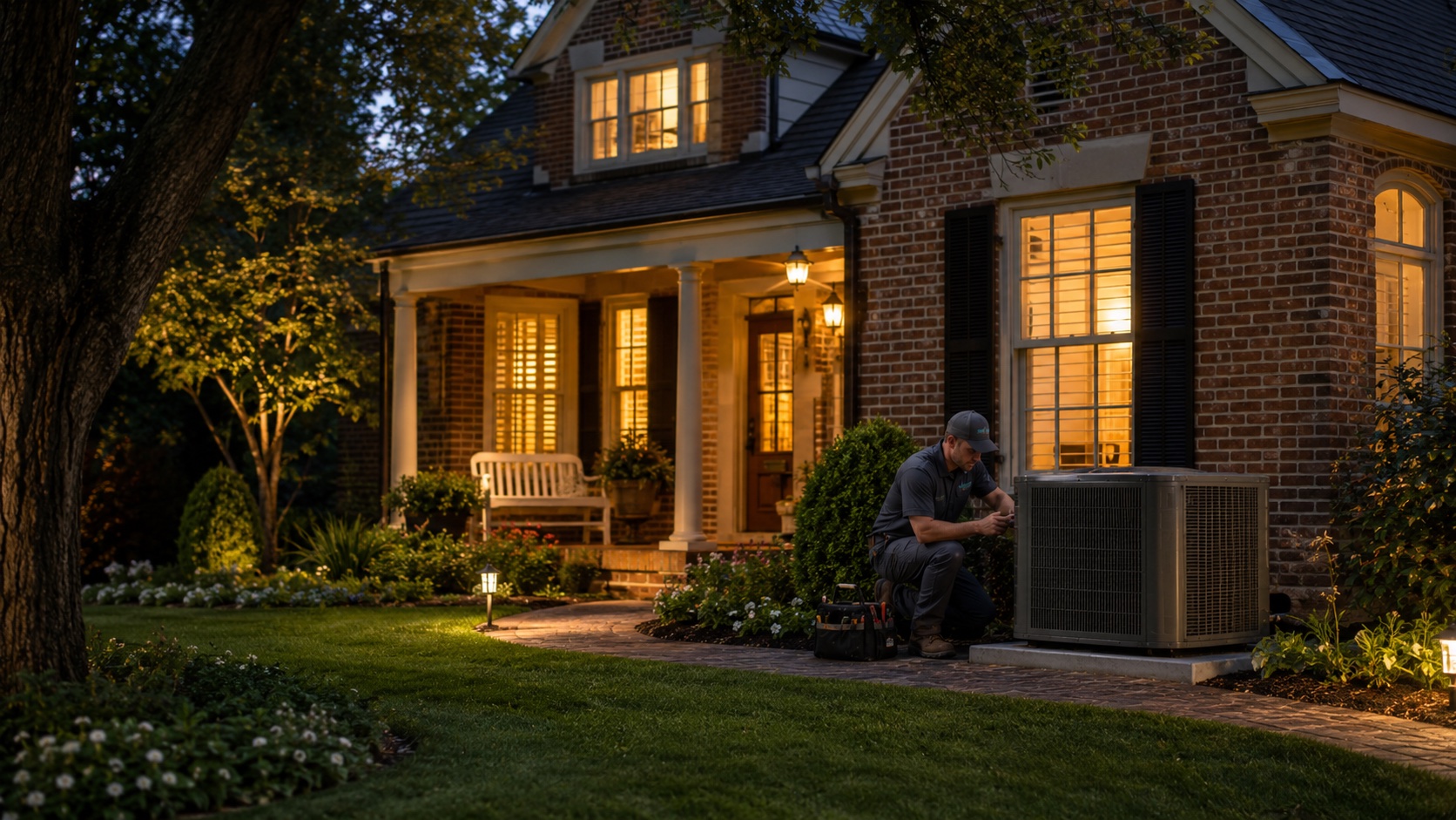 AC repair Homewood AL service at a brick historic-style home