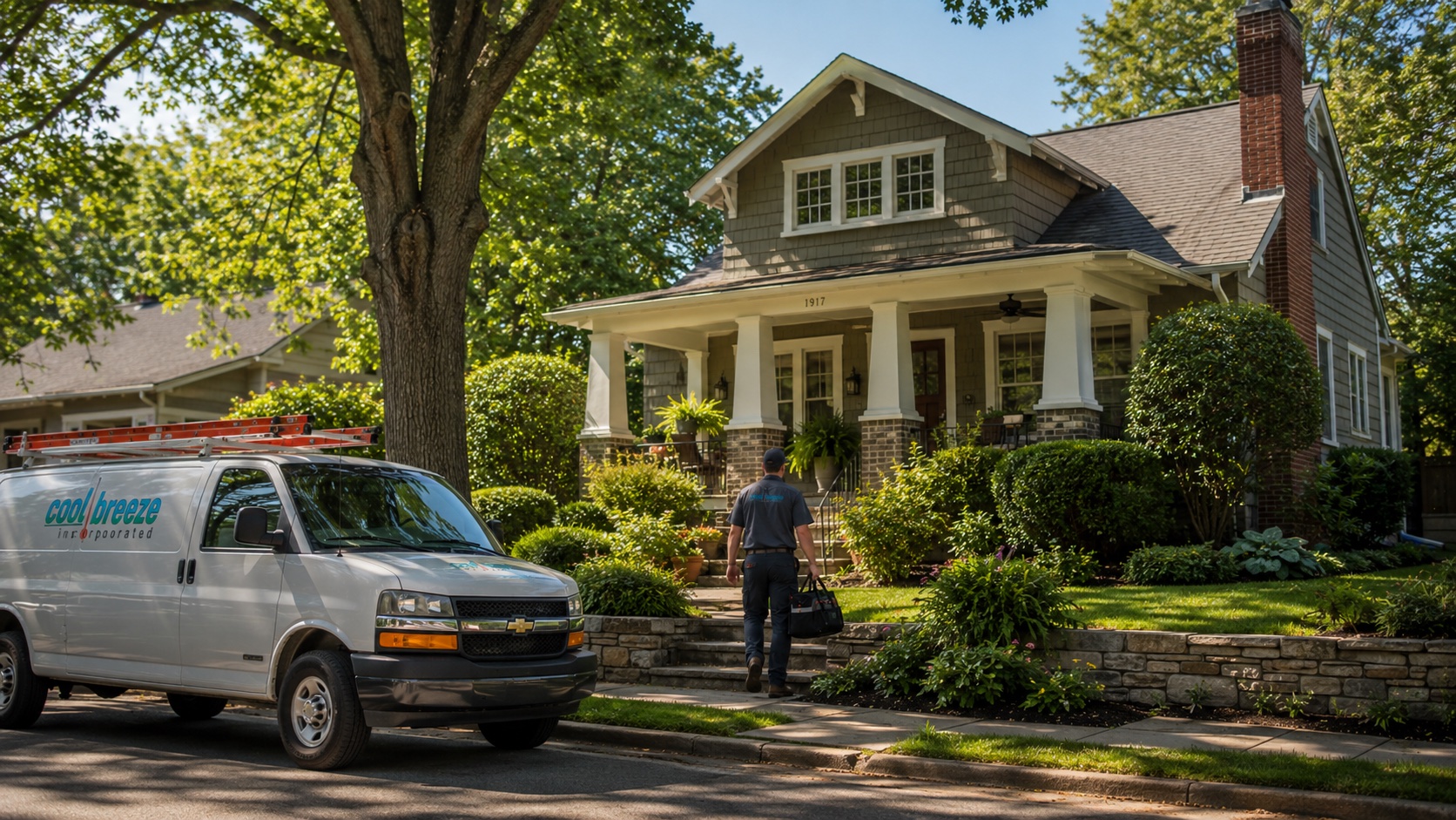 Cool Breeze HVAC van during a service call in Edgewood, Homewood